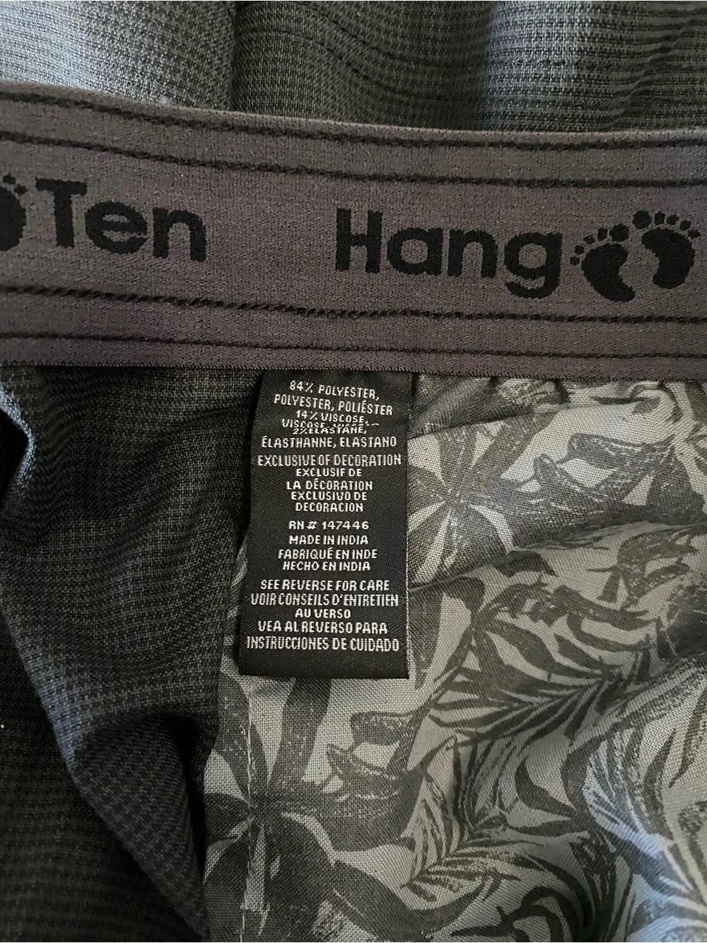 Hang Ten Gray Men's Black Drawstring Athletic Shorts XL